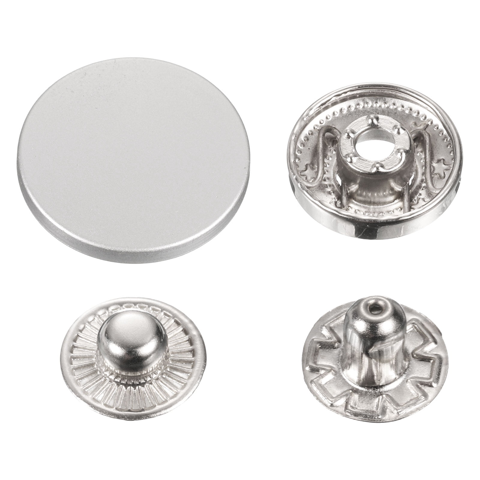 Uxcell 30 Set Press-Stud Cap Button 25mm Metal Snap Fastener, Matte ...