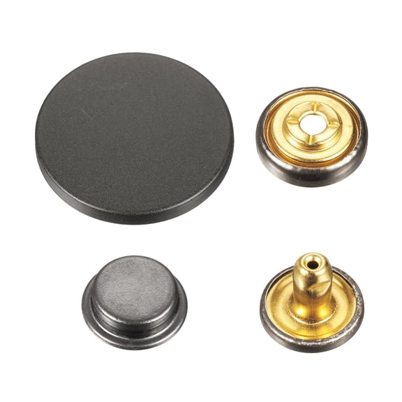 Uxcell 30 Set Press-Stud Cap Button 25mm Metal Snap Fastener for Canvas, Black