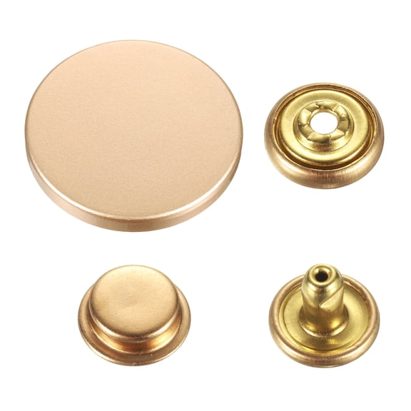 Uxcell 30 Set Press-Stud Cap Button 25mm Metal Snap Fastener for Canvas, Matte Gold