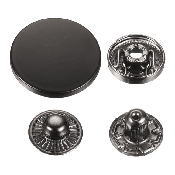 Uxcell 30 Set Press-Stud Cap Button 25mm Metal Snap Fastener for Leathers, Drak Black