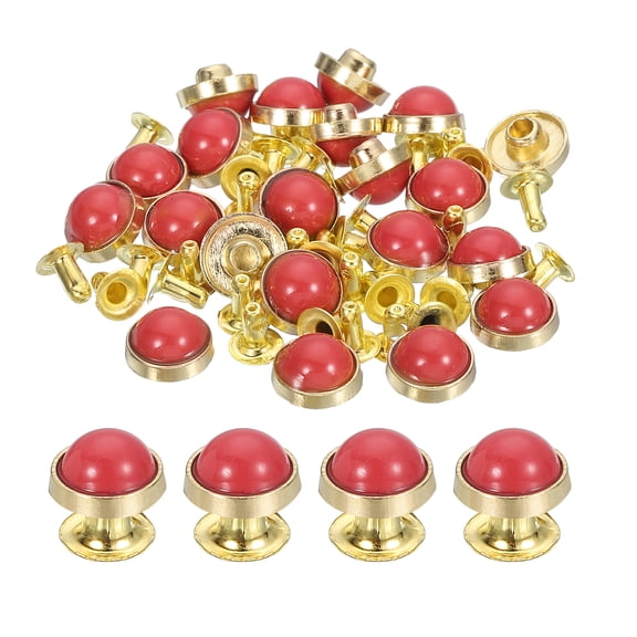 Uxcell 30 Set Turquoise Rapid Rivets Studs, 10mm DIY Leather Rivets, Gold/Red