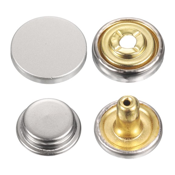 Uxcell 30 Sets Press-Stud Cap Button 17mm Metal Snap Fastener, Matte Sand