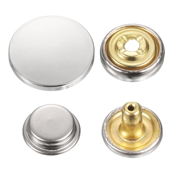 Uxcell 30 Sets Press-Stud Cap Button 23mm Metal Snap Fastener, Silver