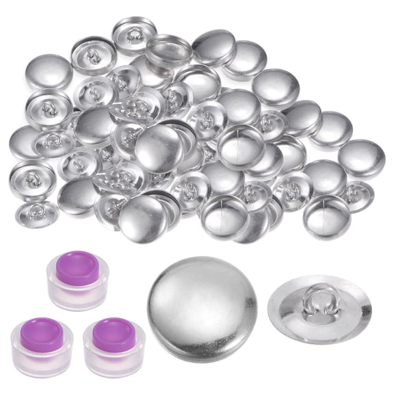 Uxcell 30 Sets Self Cover Button Kit 15mm Aluminum Button with Tools for DIY