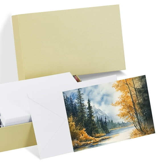 Uxcell 30 Sets Watercolor Cards Postcards with Envelopes 4x6 Inch(Beige Box)