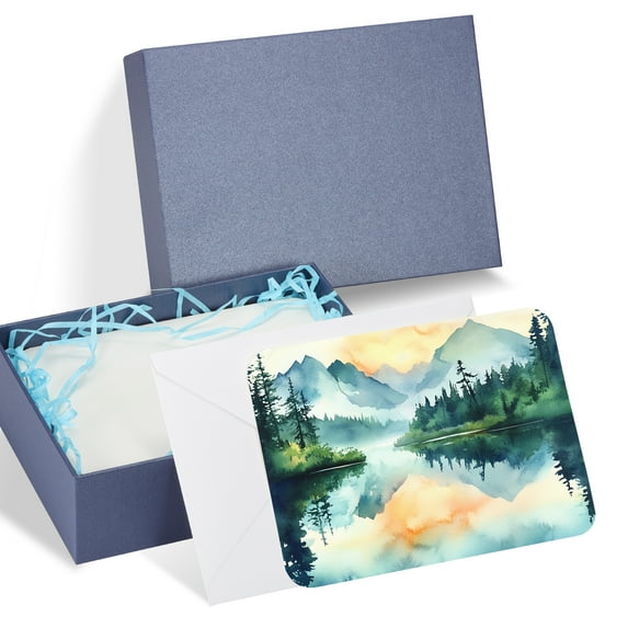 Uxcell 30 Sets Watercolor Cards Rounded Corners with Envelopes 4x6 Inch(Blue Box)