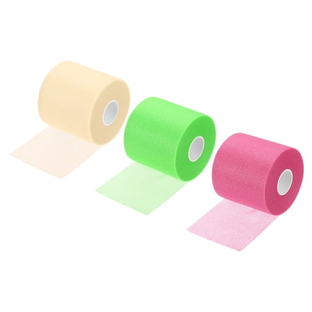 Uxcell 30 Yard PE Tennis Badminton Racket Grip Cushion Wrap Tape Backing Film, Beige/Fuchsia/Green 3 Pack