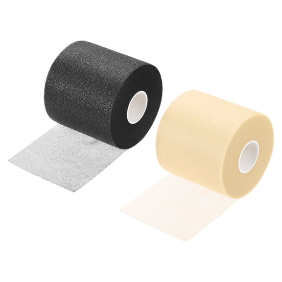 Uxcell 30 Yard PU Tennis Badminton Racket Grip Cushion Wrap Tape Backing Film, Black/Beige 2 Pack