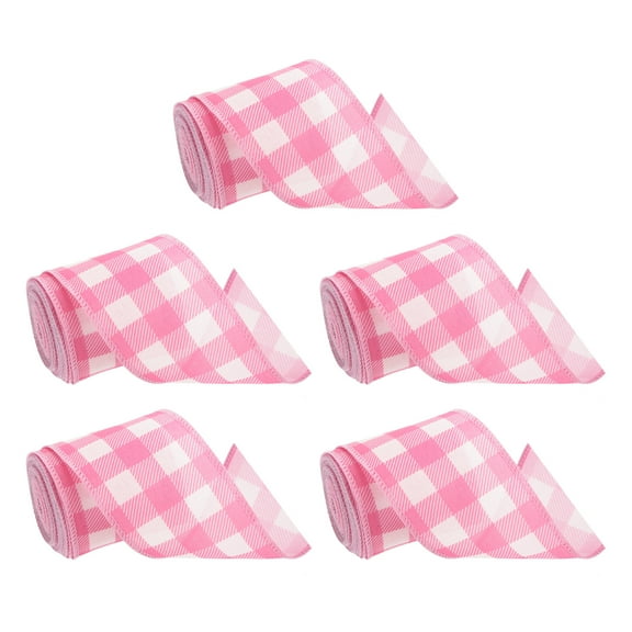Uxcell 30 Yards x 2.5 Buffalo Plaid Ribbon, Pink and White Gingham Ribbon for Thanksgiving Bow Wreath Craft