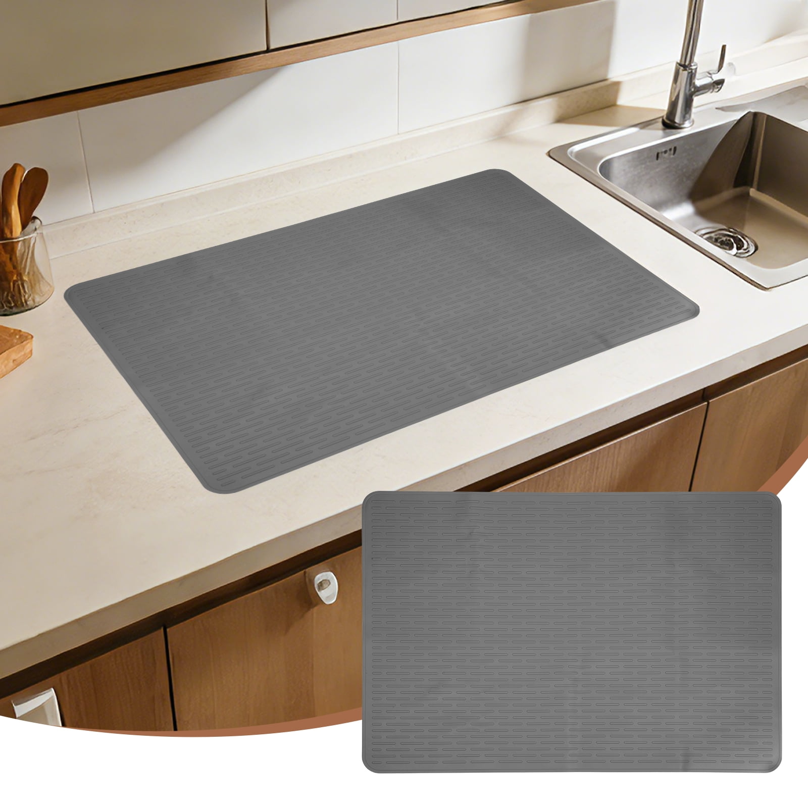 Uxcell 30 x 21 Inch Stove Top Cover for Electric Stove, 1Pcs Silicone Stripe Mat for Glass Top Cover Non-Slip Glass Cooktop Protector for Kitchen Oven Dish Drying Mat, Gray