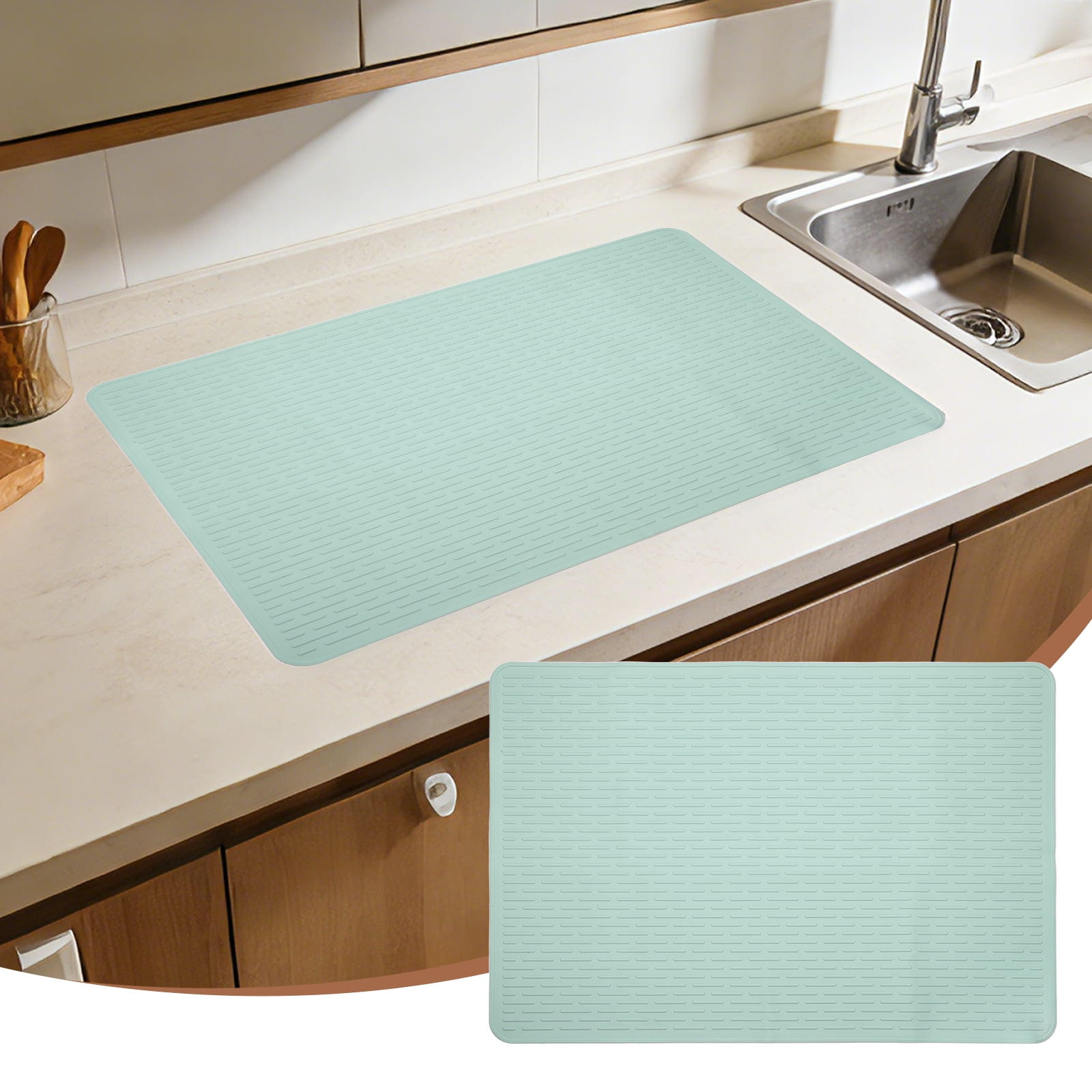 Uxcell 30 x 21 Inch Stove Top Cover for Electric Stove, 1Pcs Silicone Stripe Mat for Glass Top Cover Non-Slip Glass Cooktop Protector for Kitchen Oven Dish Drying Mat, Light Green