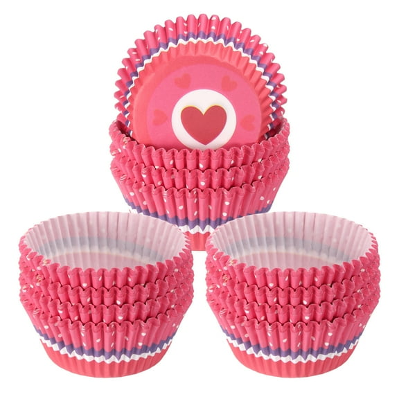 Uxcell 300 Count Cupcake Liners Cupcake Cups Standard Size Muffins Liners Papers Baking Cups Wrappers Greaseproof Pink Heart