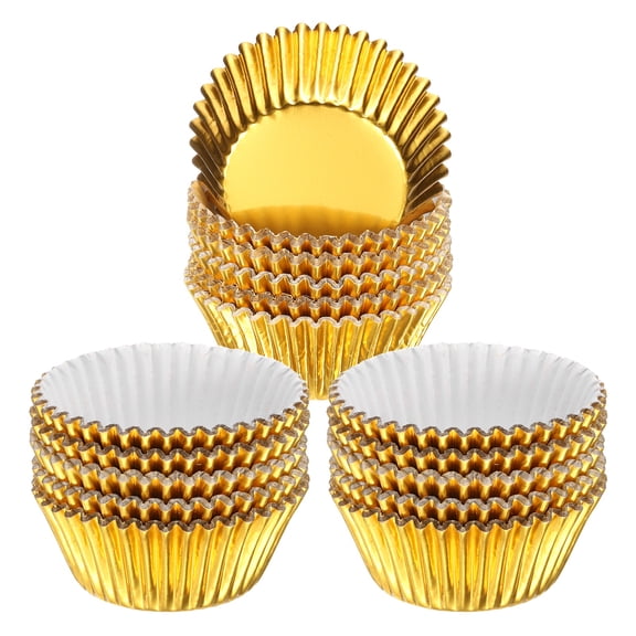 Uxcell 300 Count Gold Foil Muffins Cupcake Liners Standard Size Baking Cups