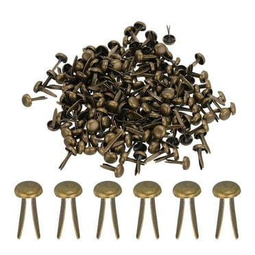Uxcell 300 PCS Paper Brass Fasteners Split Pins Pastel Mini Metal Brads, Bronze, 4.5 x 8 mm