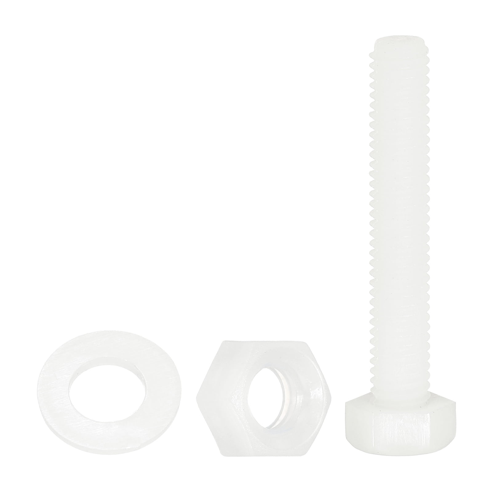 Uxcell 300 Pack/100 Sets Nylon Hex Bolts, M5 x 30mm Plastic Full ...