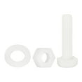 thumbnail image 1 of Uxcell 300 Pack/100 Sets Nylon Hex Bolts, M6 x 25mm Plastic Full Threaded Hex Head Screws Bolts and Nuts with Flat Washers for Machinery Electronics Industrial Accessories, White, 1 of 6