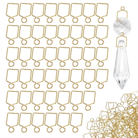 Uxcell 300 Pack Chandelier Crystal Hooks, 0.67 x 0.39 Inch Connector Clips Pins for Fasten Connecting [Iron, Gold]