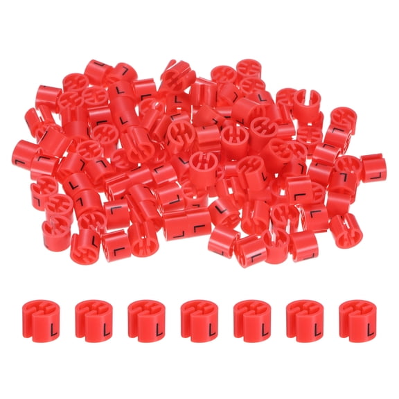 Uxcell 300-Pack Clothes Hanger Markers, Plastic L Size Garment Color Coded Size Clips Fit 3mm-5mm Rod[Red]