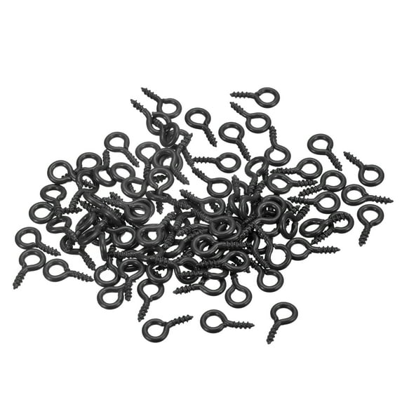 Uxcell Small Screw Eye Pins Hooks Mini Eyelets Screws Threaded Self Tapping Screw Black 5x10x1.2mm
