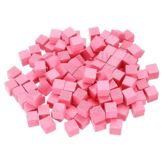 Uxcell 300 Pack Wood Blocks for Crafts, 1cm Unfinished Wood Cube Solid Wooden Blank Square Block for DIY Craft Projects Personalized Gifts, Pink
