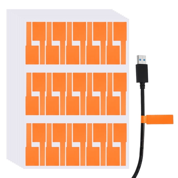 Uxcell 300 Pcs Cable Labels, Waterproof Wire Cord Labels Tags, Cord Organizer Management Tags for Charger Cable Organizer Wire Markers Printer and Handwriting, Orange