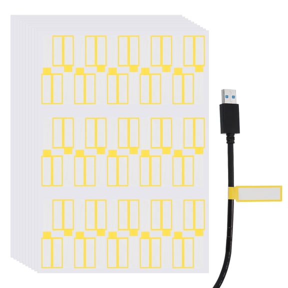 Uxcell 300 Pcs Cable Labels, Waterproof Wire Cord Labels Tags, Cord Organizer Management Tags for Charger Cable Organizer Wire Markers Printer, Yellow