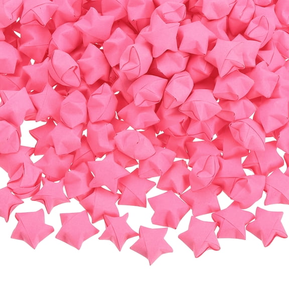 Uxcell 300 Pcs Paper Stars Pre-made Origami Lucky Wishing Star for Best Wish Christmas Party Wedding Valentine's Day Girl Friends Gift(Fluorescent Rose)