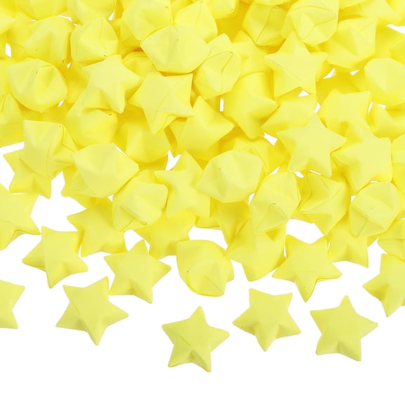 Uxcell 300 Pcs Paper Stars Pre-made Origami Lucky Wishing Star for Best Wish Christmas Party Wedding Valentine's Day Girl Friends Gift(Fluorescent Yellow)