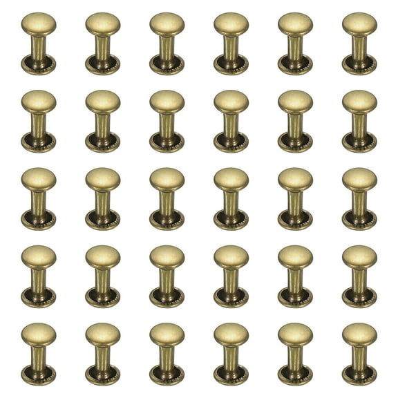 Uxcell 300 Sets Double Cap Leather Rivets, 6x10mm Round Cap, Bronze