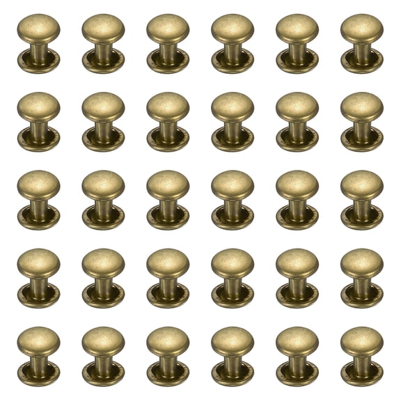 Uxcell 300 Sets Double Cap Leather Rivets, 6x6mm Round Cap, Bronze