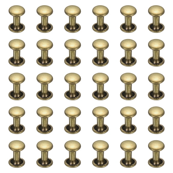 Uxcell 300 Sets Double Cap Leather Rivets, 6x8mm Round Cap, Bronze