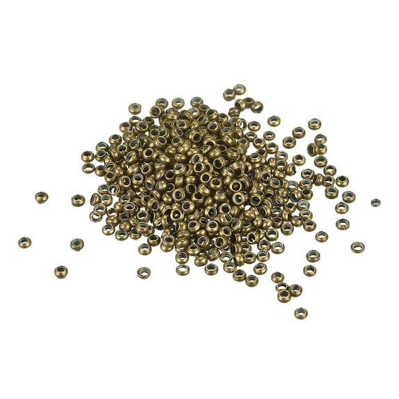 Uxcell 3000 Pack 2mm Round Crimp Beads Making Crimp End Spacer Bead, Bronze