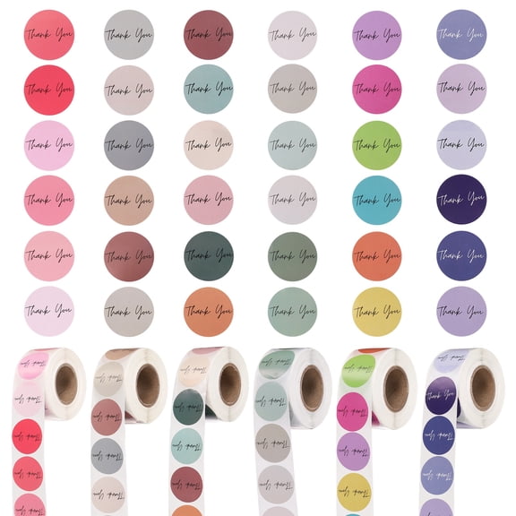 Uxcell 3000Pcs Thank You Stickers, 1" Round Self-Adhesive Envelopes Seal Labels for Crafts Small Business Invitation Cards Wedding Gift Tag Packaging, Mixed Colored Tone