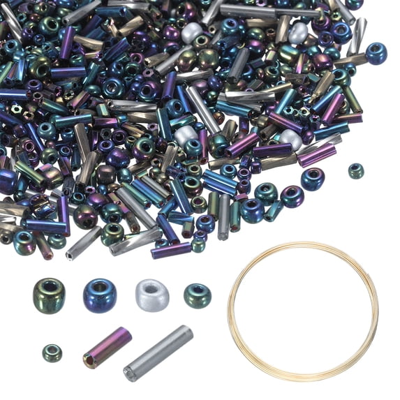 Uxcell 3000pcs Glass Seed Beads, 1.5-4.5mm Small Embroidery Bugle Beads Assorted Tube Bead Loose Kit for Jewelry Making DIY Craft Beading Bracelets Necklace Earring (Dark Gray)