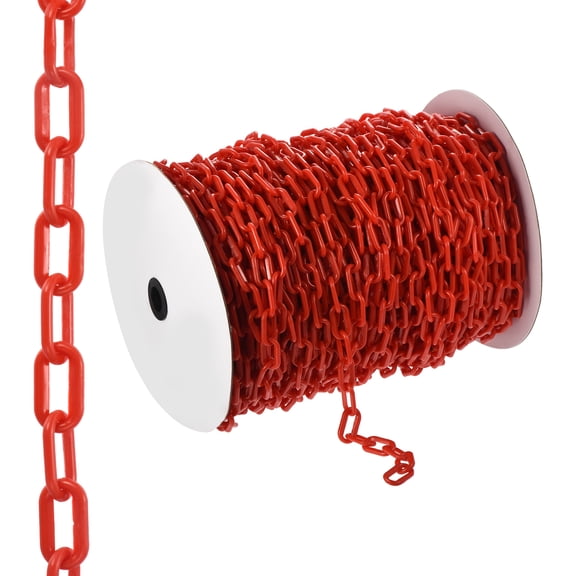 Uxcell 300Ft Plastic Chain Barrier, Safety Link Chain Stanchion, Red