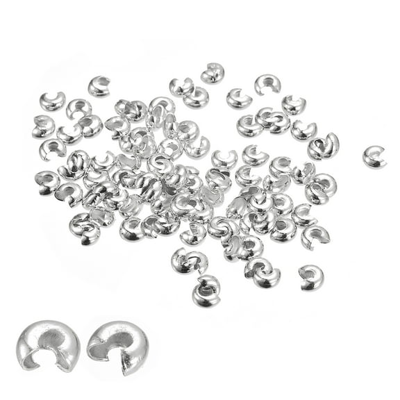 Uxcell 300 Pack 6.5mm Crimp Beads Covers Round Open Beads End Tips Silver