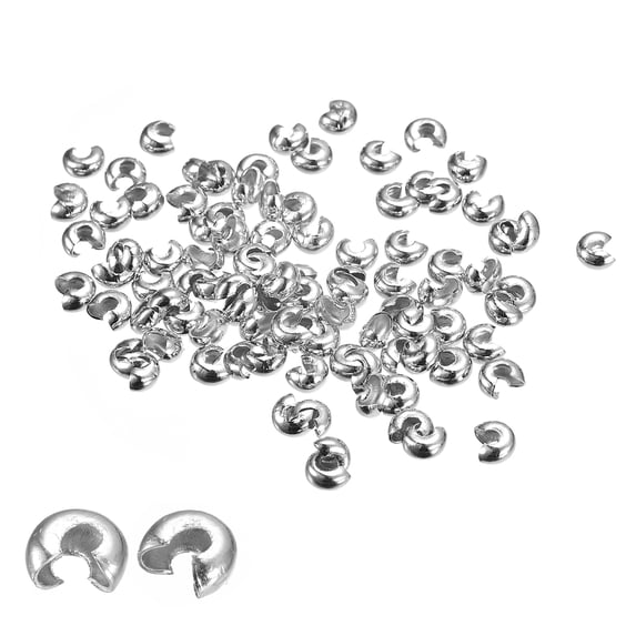 Uxcell 300 Pack 6.5mm Crimp Beads Covers Round Open Beads End Tips White