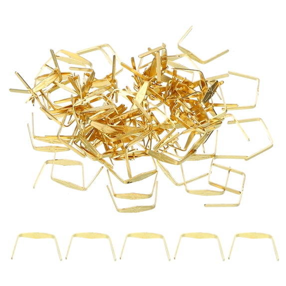 Uxcell 300Pcs 10x12mm Copper Chandelier Connector Pins Chandelier Crystal Clips, Gold