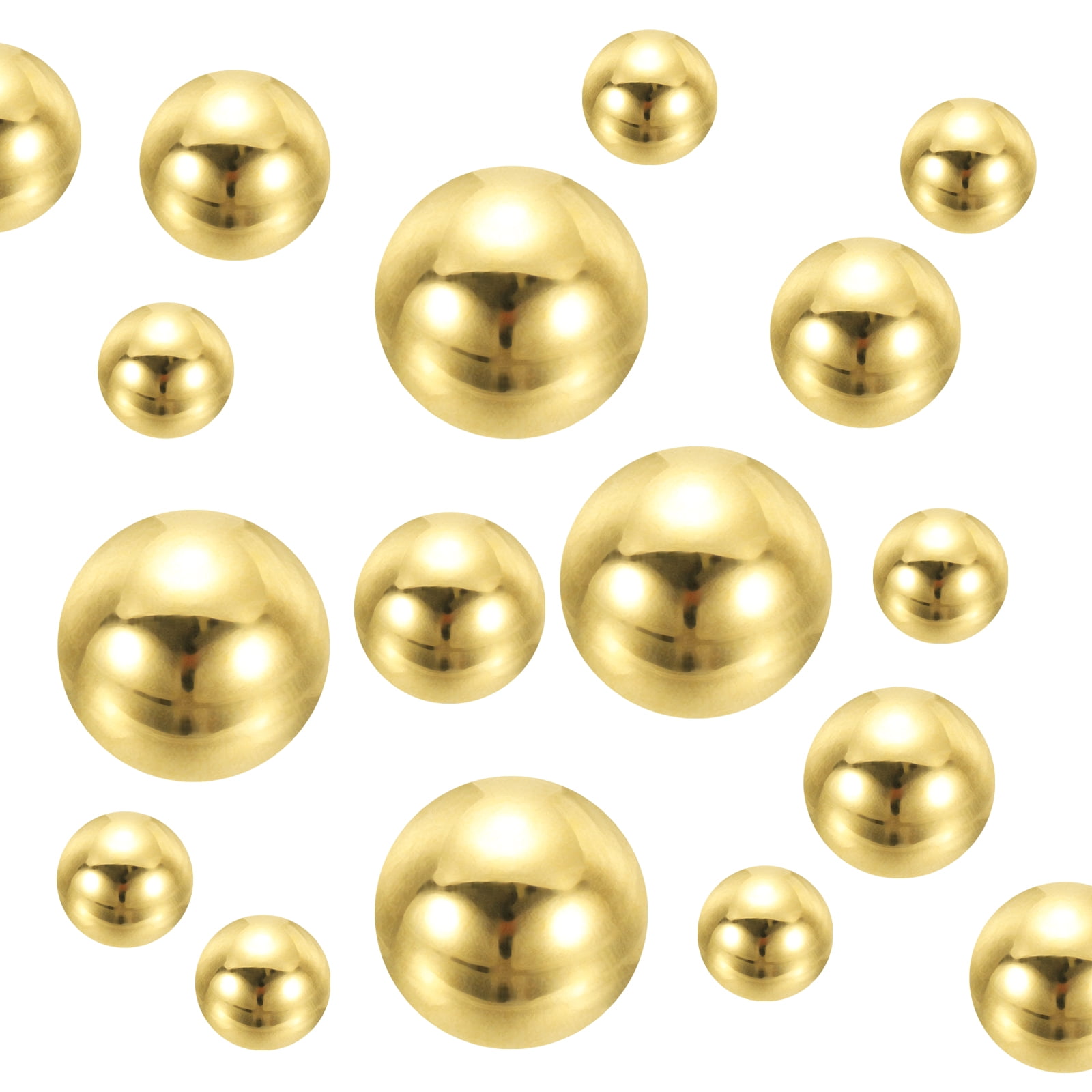 Uxcell 300Pcs Faux Pearl for Crafting, 8/14/20mm No Hole Round Pearls Beads, Gold