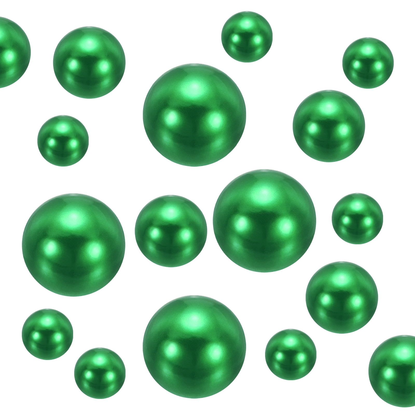 Uxcell 300Pcs Faux Pearl for Crafting, 8/14/20mm No Hole Round Pearls Beads, Green
