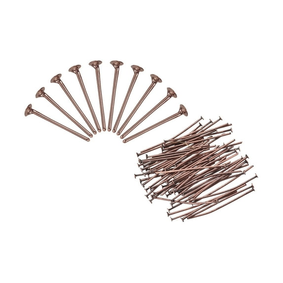 Uxcell 300Pcs Flat Head Pins for Jewelry Making 17mm Brass Flat Head Pins Jewelry Head Pins 20 Gauge Red Copper