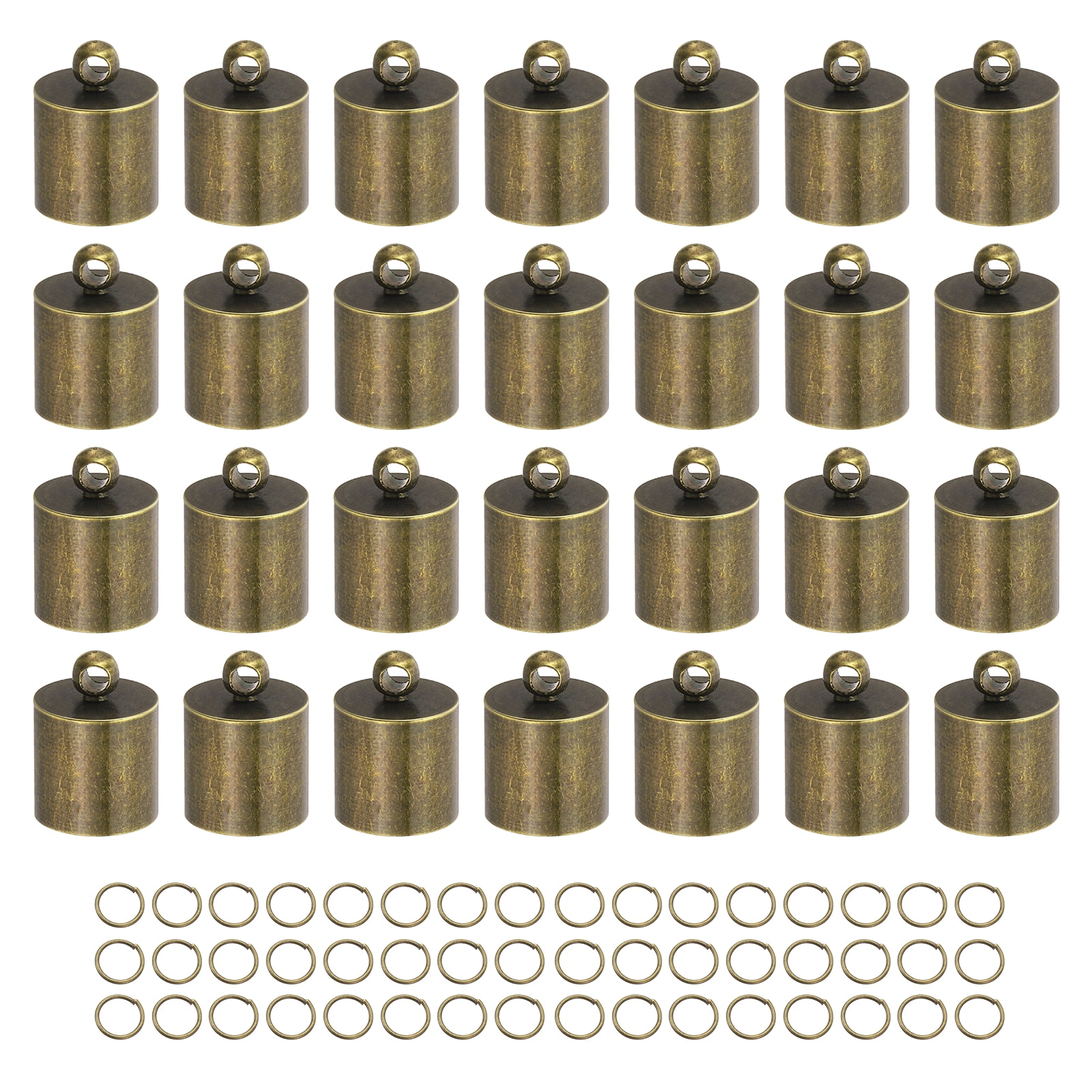 Uxcell 300Pcs Leather Cord End Caps, 9.5mm ID Tassel Barrel End Caps with Jump Rings for Jewelry Making Findings DIY Bracelet Necklace, Bronze Tone