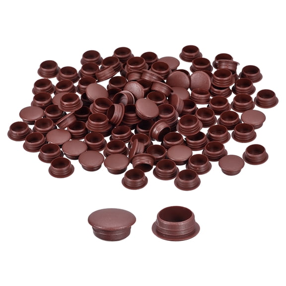 Uxcell 300Pcs Screw Hole Plugs, 12mm(1/2") Dia Button Plugs Snap in Locking Hole Covers Flush Type Caps, Red Brown