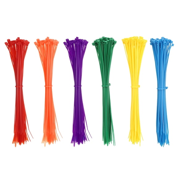 Uxcell 300pack Cable Zip Ties, Plastic Nylon Ties Wraps, 8"/200mm Self-Locking Wire Cord Electrical Zip-Ties, 6-Color