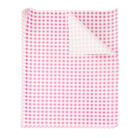 Uxcell 300pcs Square Checkered Wax Paper Sheets 14.96" x 14.96" Oil-absorbing Dry Food Wrapping Paper for Sandwich Baking Paper Liners Picnic Basket Bread Hamburger Wrap Kitchen, Pink