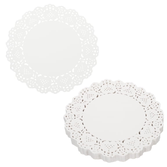 Uxcell 300pcs Lace Paper Doilies 6.5 Inch White Round Disposable Decorative Paper Placemats Hollow Flower Absorbing Papers for Cakes Desserts Food Decoration Wedding Birthday