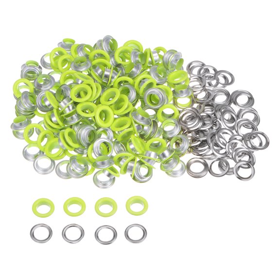 Uxcell 300set Grommets Kit Metal Eyelets 10mm 2/5" Hole Tiny Grommet for Shoes Clothes Belt Tag DIY Project, Neon Green