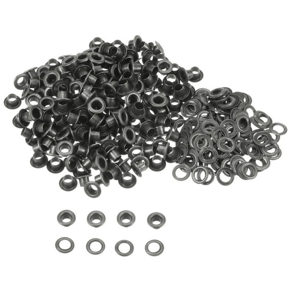 Uxcell 300set Grommets Kit Metal Eyelets 4mm 1/6" Hole Tiny Grommet for Shoes Clothes Belt Tag DIY Project, Dark Grey