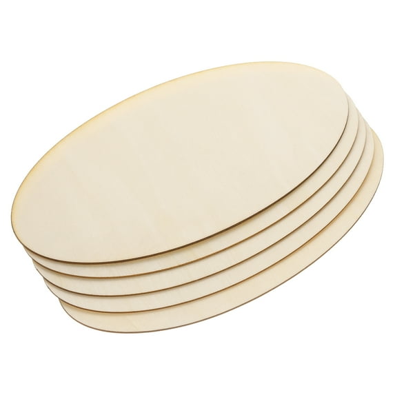Uxcell 300x150mm Wood Pieces, 5 Pack Unfinished Oval Wood Shapes Blank Wooden Cutouts Ornaments Natural