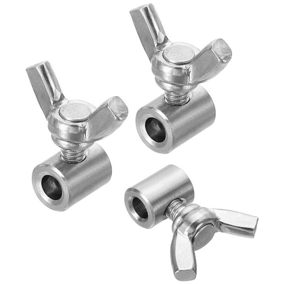 Uxcell 304 Stainless Steel 4mm Hole Wire Rope Clips, 3Pcs Wire Rope Clamp Fasteners Butterfly Screws, Silver